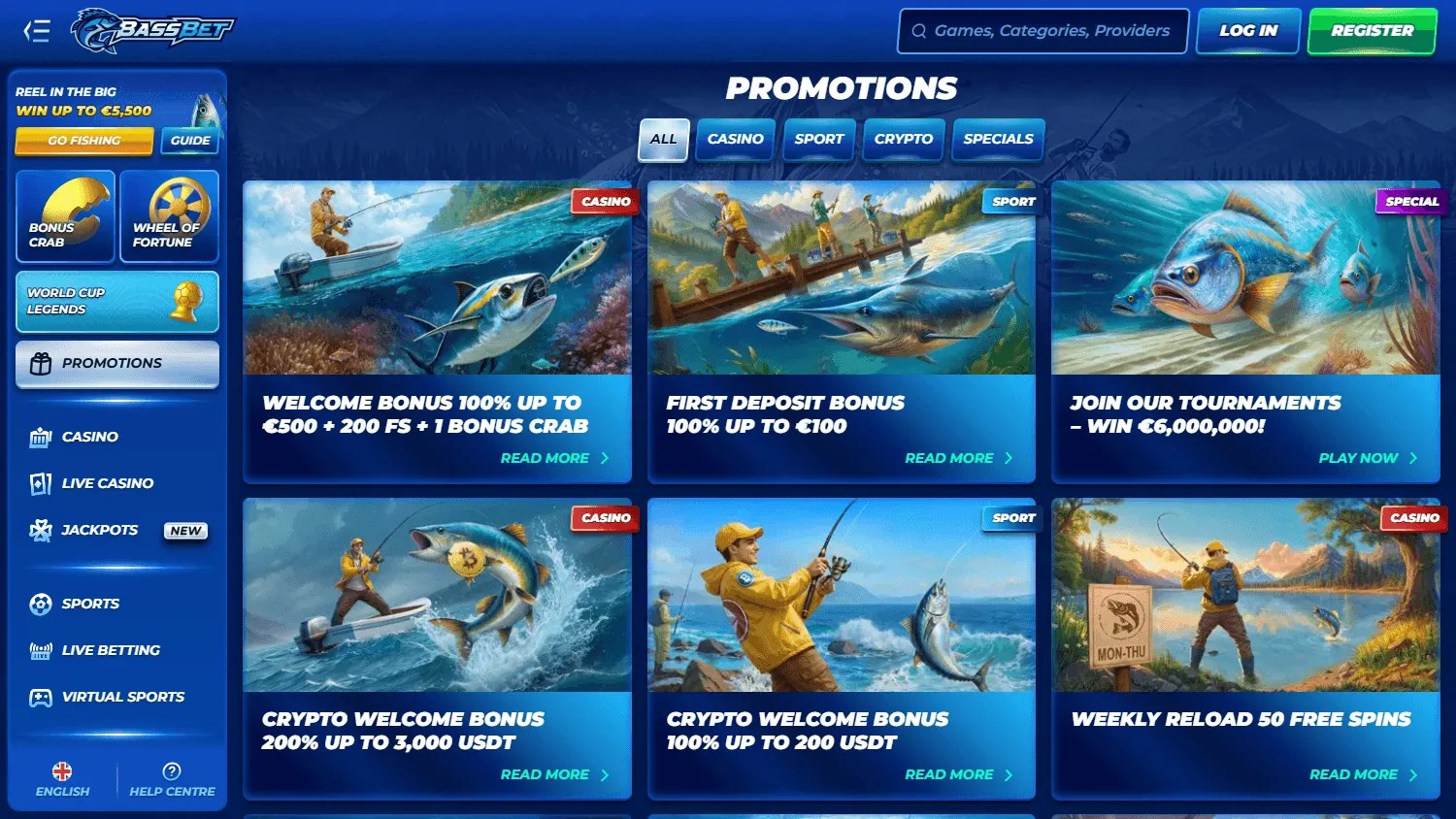 Bassbet Casino promotional offers on desktop