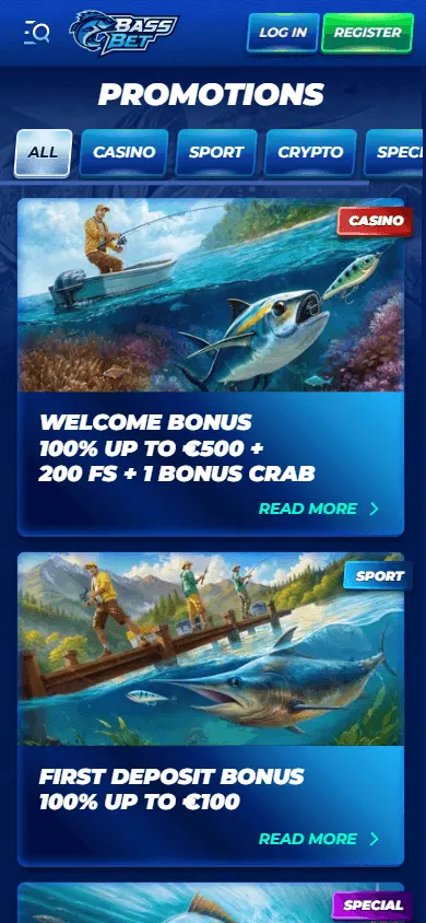 Bassbet Casino promotional offers on a mobile device